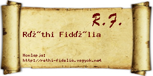 Réthi Fidélia névjegykártya